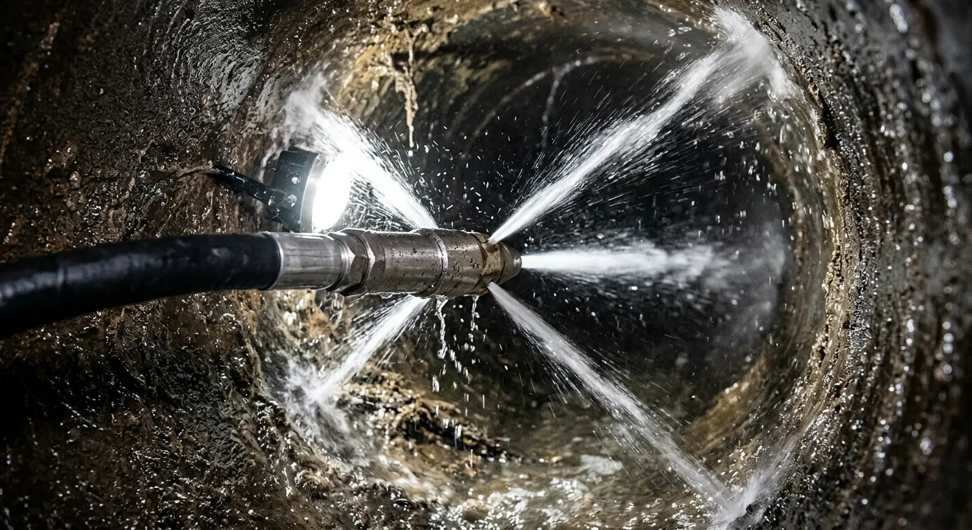 High-pressure hydro jetting nozzle cleaning sewer pipe for Storm Drain Cleaning in Wauseon